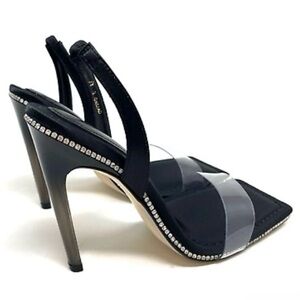 🖤 NIB! Good American Crystal Lucite Sandals